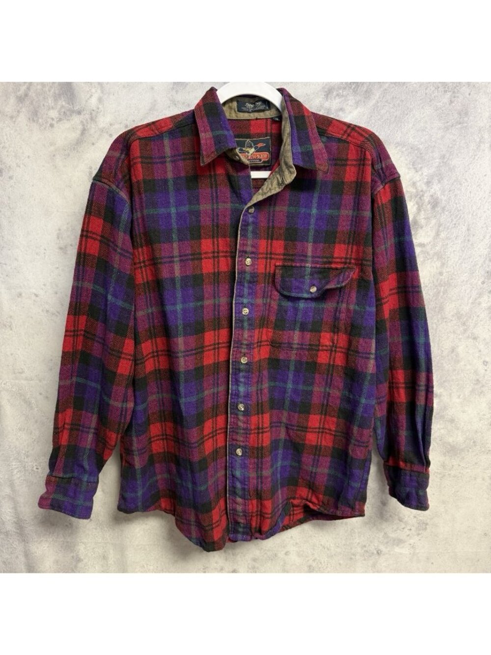 Vintage Back Packer Rough Twill Flannel Shirt Mens XL Colorful Long Sleeve